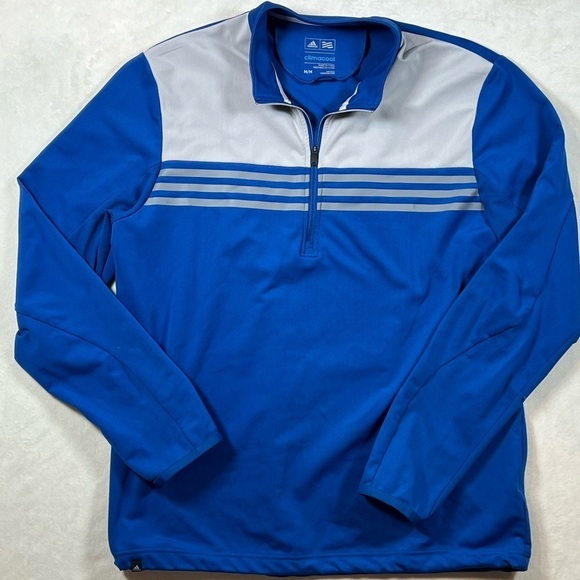 Adidas ClimaCool Medium Pullover Navy Gray Quarter 1/4 Zip Pullover Golf Sweater - Picture 2 of 10